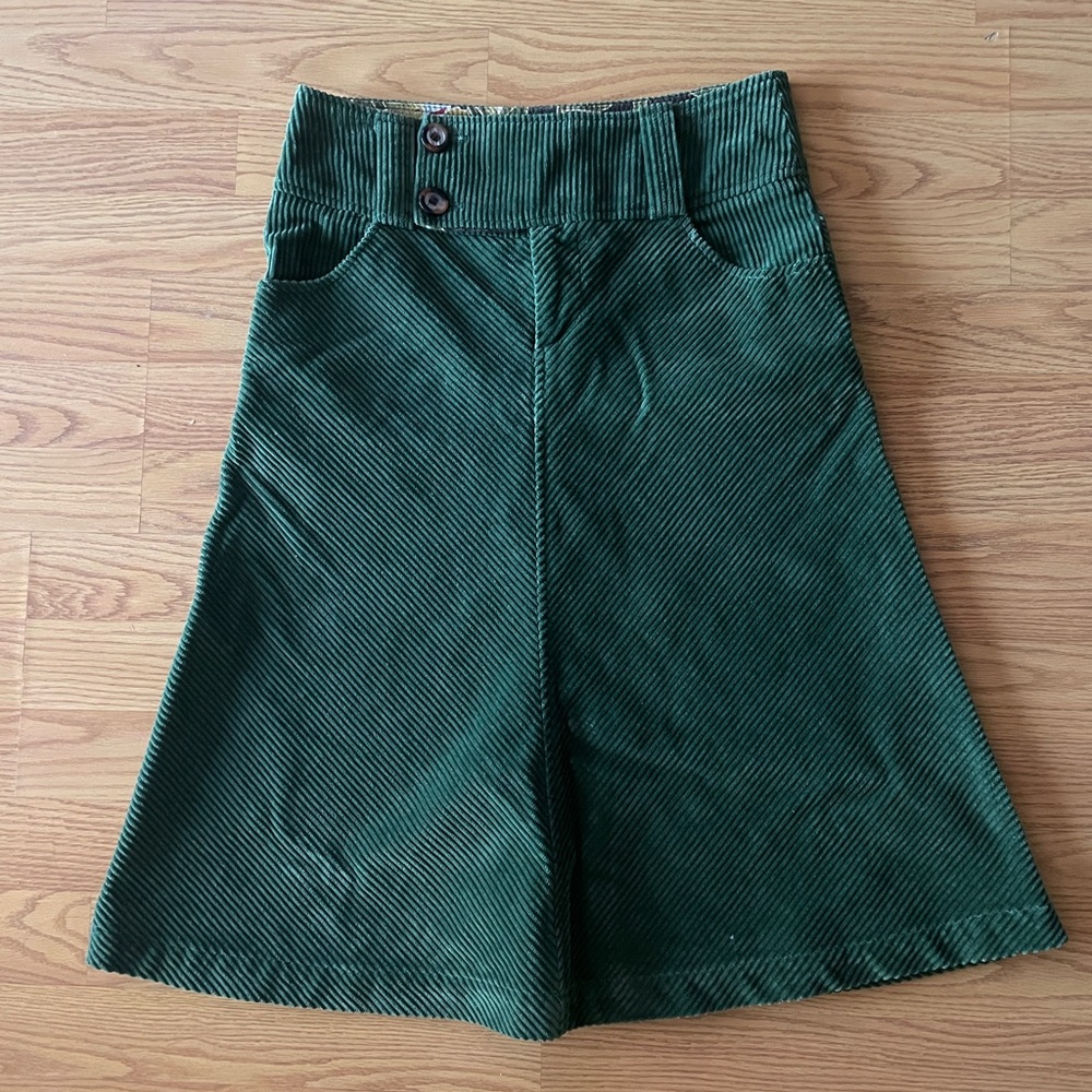 Emerald Corduroy Womens Midi Skirt